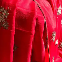 Scarlet Red Crepe Saree - Master