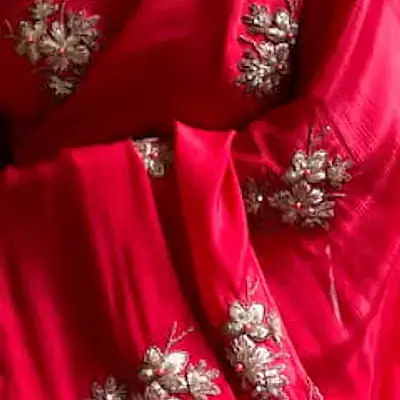 Scarlet Red Crepe Saree - Master