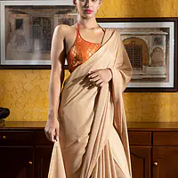 Gold Crepe Silk Saree - Master