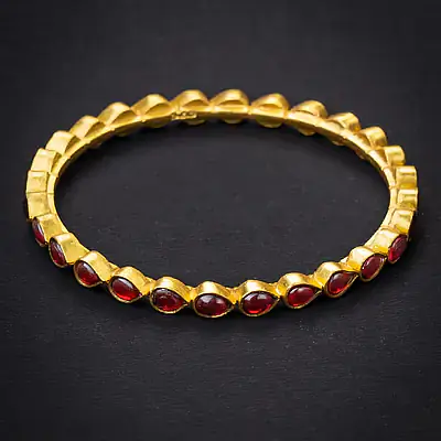 Silver Gold Ruby Crystal Bangle - Master