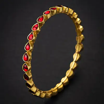 Silver Gold Ruby Crystal Bangle - Master
