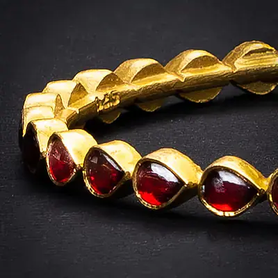 Silver Gold Ruby Crystal Bangle - Master