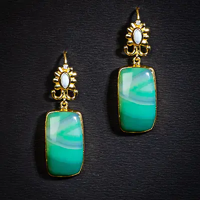 Aqua Silver Gold Earrings - Master