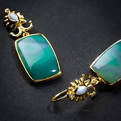 Aqua Silver Gold Earrings - Master