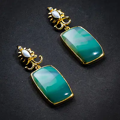 Aqua Silver Gold Earrings - Master