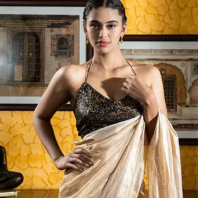 Sheer Gold Tissue Saree - Master