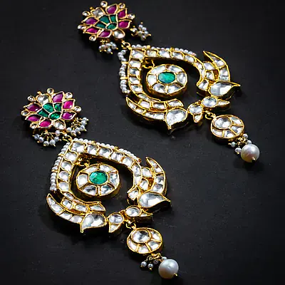 Arasi Silver Gold Crystal Earrings - Master