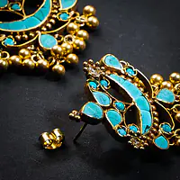 Teal Blue Silver Gold Earrings - Master
