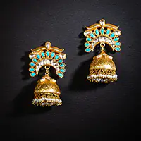 Turquoise Silver Gold Jhumka - Master