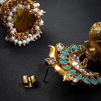 Turquoise Silver Gold Jhumka - Master
