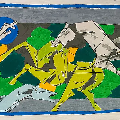 M F Hussain | Running horses - Master