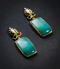 Aqua Silver Gold Earrings - Master