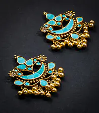 Teal Blue Silver Gold Earrings - Master