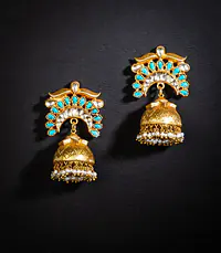 Turquoise Silver Gold Jhumka - Master
