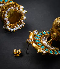 Turquoise Silver Gold Jhumka - Master