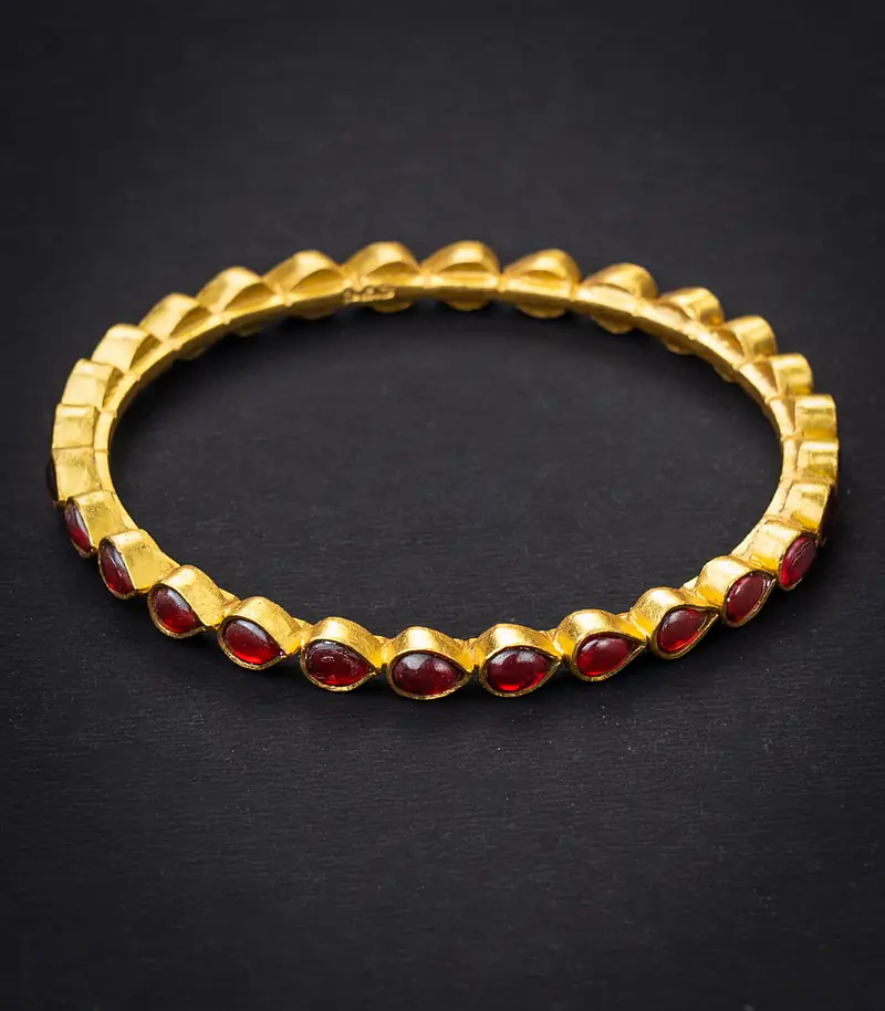 Silver Gold Ruby Crystal Bangle - Master
