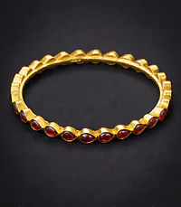 Silver Gold Ruby Crystal Bangle - Master