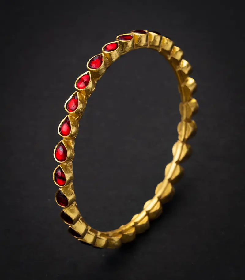 Silver Gold Ruby Crystal Bangle - Master