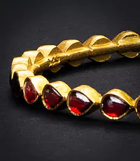 Silver Gold Ruby Crystal Bangle - Master