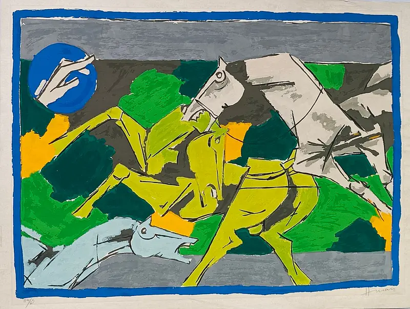 M F Hussain | Running horses - Master