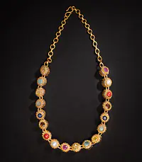 Silver Gold Navrathan Necklace - Master