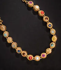 Silver Gold Navrathan Necklace - Master