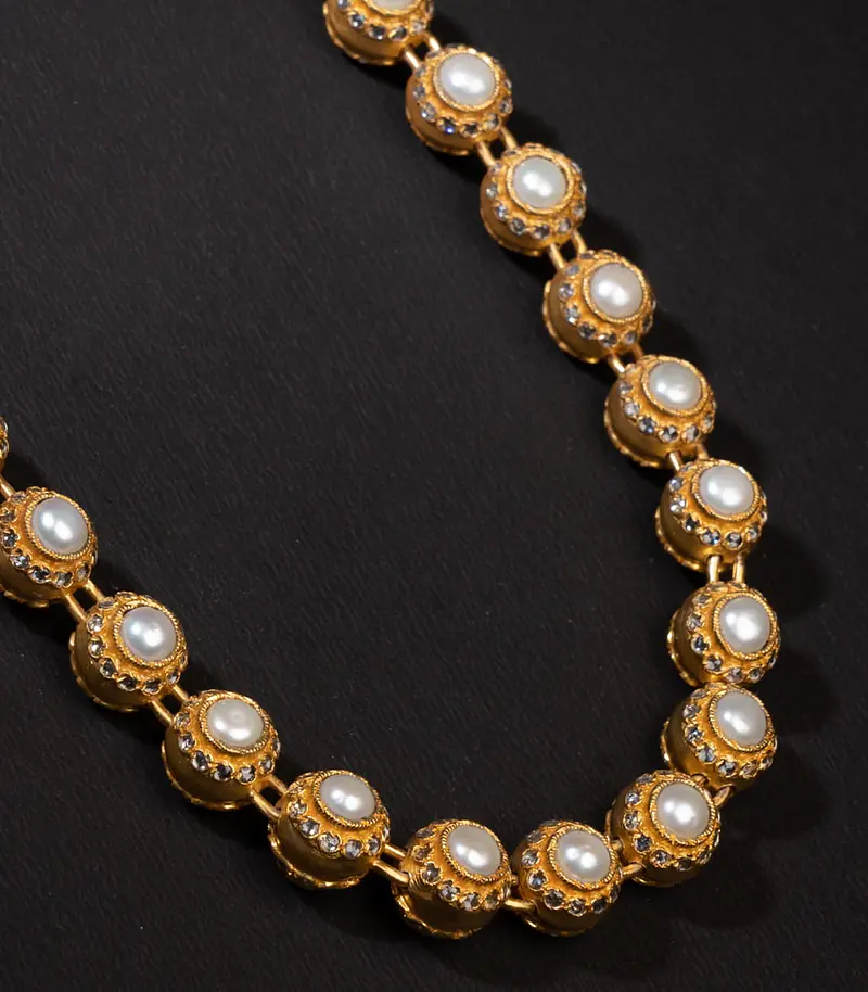 Silver Gold Navrathan Necklace - Master